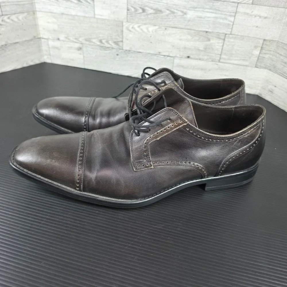 Bruno Magli Lansdale BM600252 Mens Leather Lace Up Cap Toe Oxfords Shoes Sz 11.5